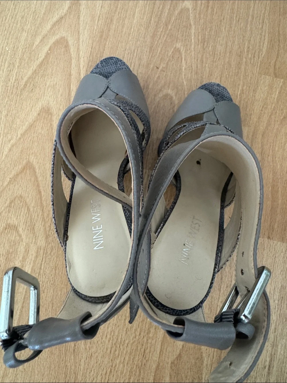 Nine West Gray Open-Toe Strappy Stilettos - Picture 4 of 5